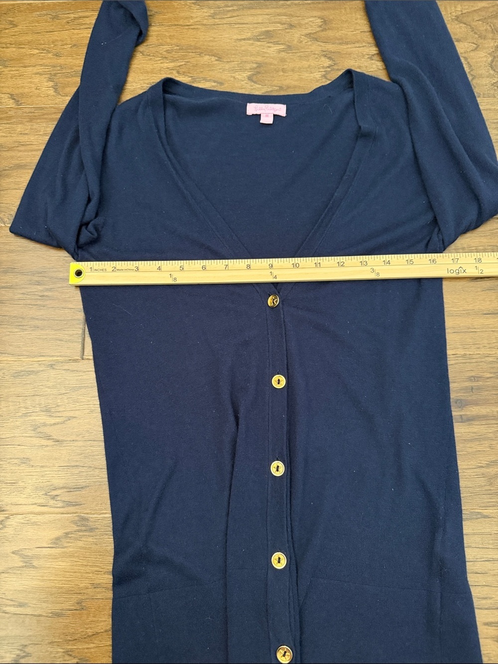 Lilly Pulitzer Women’s M Kennedy Navy Nautical Crewneck Sweater Gold Buttons - Picture 5 of 7